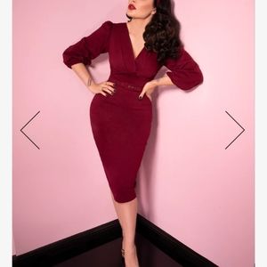 BAWDY WIGGLE DRESS IN BURGUNDY - VIXEN BY MICHELINE PITT SMALL